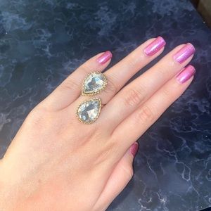 Pear shaped Toi et Moi ring-size adjustable